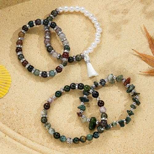 Xyliise Bracelet Making Kit Natürliche Perlen Set for Adults Beads for Bracelets Silver Jewelry Making Supplies DIY Jewelry Necklace Earrings (CZ006-Agate) - Image 6