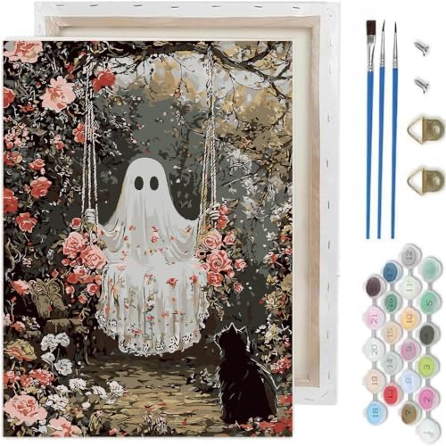 Halloween Paint by Numbers Kit for Adults-Ghost,DIY Oil Painting 10x12In by TCDZMYGS