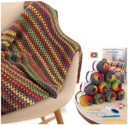Aeelike Crochet Blanket Kit for Adults,Vedio Tutorial,Wool Yarn 10 Skeins by Aeelikescrochetworld