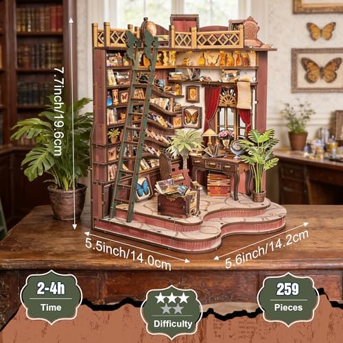 DIY Book Nook, Miniature House Kit with LED Lights | Winding Alley Library - Image 4