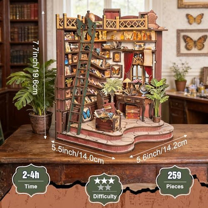 DIY Book Nook, Miniature House Kit with LED Lights | Winding Alley Library - Image 4