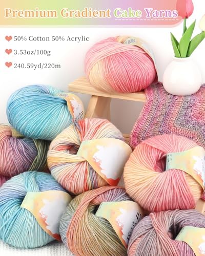 Coopay Yarn for Crocheting & Knitting, Gradient Cake Yarns (Sunrise) - Image 6