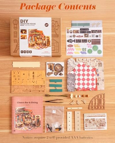 ROBOTIME DIY Miniature House Kit, Mini Diorama House for Adults, Wooden Furniture Kit with LED, Tiny House Dollhouse Building Kits for Halloween/Christmas/Birthday Gifts - Image 5