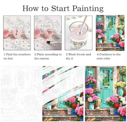 ZRIZQ Paint by Numbers Kit for Adults Beginner,Flowers Home,16x20 - Image 5