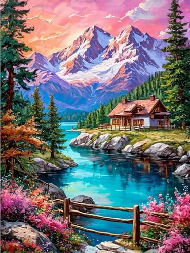 Yunruily Paint by Numbers for Adults - Adult Paint by Numbers,Landscape Painting by Numbers for Adults for Home Wall Decor and Birthday Gifts 16x20inch by VintageStyleWallDecoration