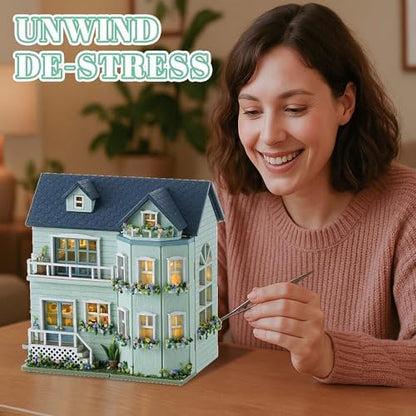 Kisoy Romantic and Cute Dollhouse Miniature DIY House Kit Creative Room Perfect DIY Gift for Friends, Lovers and Families (Warm House) - Image 4