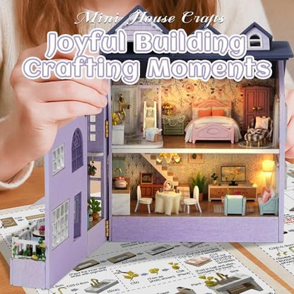 Kisoy Romantic and Cute Dollhouse Miniature DIY House Kit Creative Room Perfect DIY Gift for Friends, Lovers and Families (Happy House) - Image 6