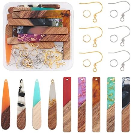 FASHEWELRY 16Pcs Wood Resin Earrings Charms Teardrop Wooden Earring Findings for Earrings Jewelry Making Kit with 120Pcs Earring Hooks Jump Rings - Image 7