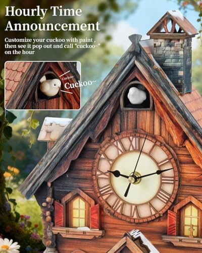 3D Puzzles for Adults-Cuckoo Clock, Swiss Igloo Clock Kit (with Pendulum), Wooden Puzzles for Adults Home Decor DIY Watch Making Kit Christmas Day Puzzle Gifts for Men Women 14+ - Image 4