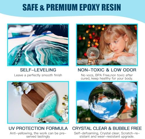 Teexpert Epoxy Resin Kit for Beginners, Resin Kit with Coaster Molds, Silicone Molds Kit, Pigments, Crystal Clear Art Resin, Casting & Coating for DIY Coasters 16 FL.OZ - Image 4