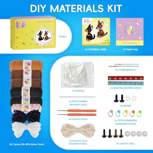Crochet Kit for Beginners, Doberman Animal Kits for Adults, Amigurumi Set - Image 3