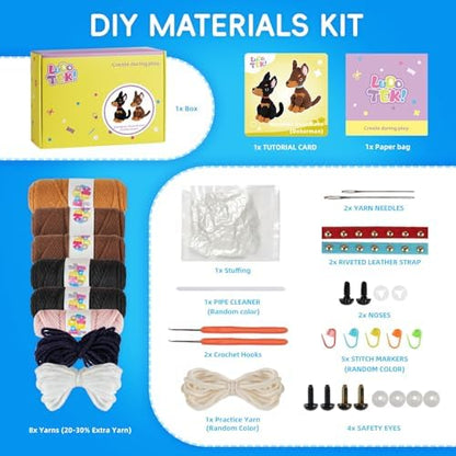Crochet Kit for Beginners, Doberman Animal Kits for Adults, Amigurumi Set - Image 3