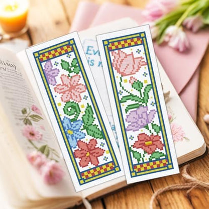 ORIGACH 6 Set Medieval Garden Flower Cross Stitch Bookmark Kit for Beginner - Image 6