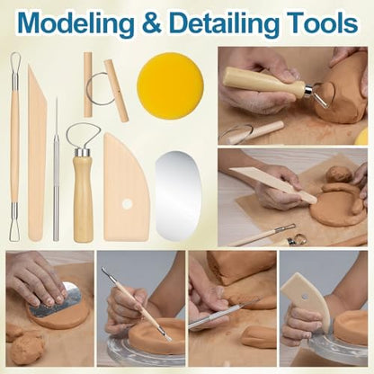 Amrules 8 Pcs Polymer Clay Sculpting Tools Kit for Adults, Light Yellow - Image 6