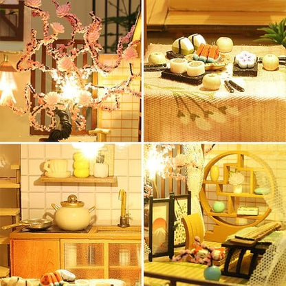Miniature House Kit for Adult,Mini House Building Kit, DIY Miniature Kit for Adults, Wooden Mini Dollhouse Kit for Birthday Christmas，Retro Courtyard - Image 3