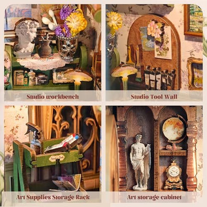 Book Nook Kit DIY Miniature House 3D Wooden Puzzle - Monet's Studio - Image 5