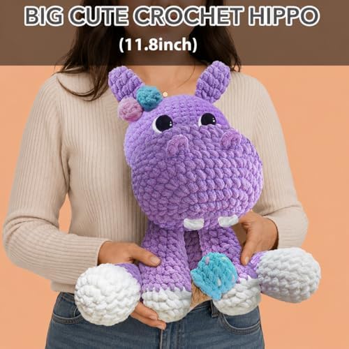 CODGP Crochet Kit for Beginners, 11.8-Inch Hippo Crochet Kit for Adults - Image 2