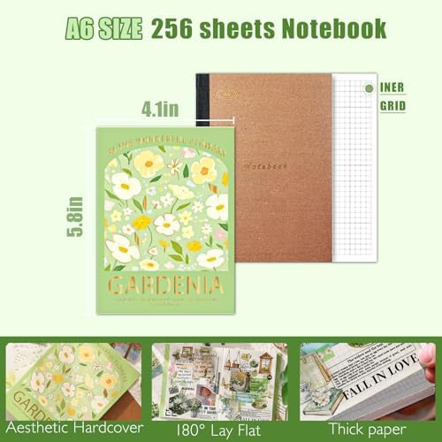 Scrapbooking Supplies Kit, A6 Grid Notebook, Vintage Junk Journaling Kit - Image 4