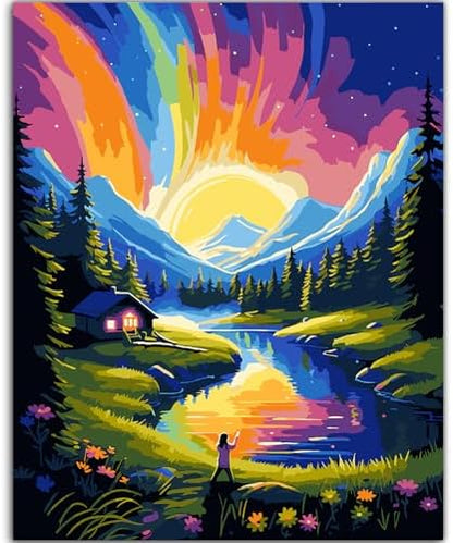 ZTOTZ Paint by Numbers Kit for Adults,Aurora Borealis Painting by Numbers16x20 Canvas,Landscape Paint by Number Kits for Home Decor by ZTOTZ