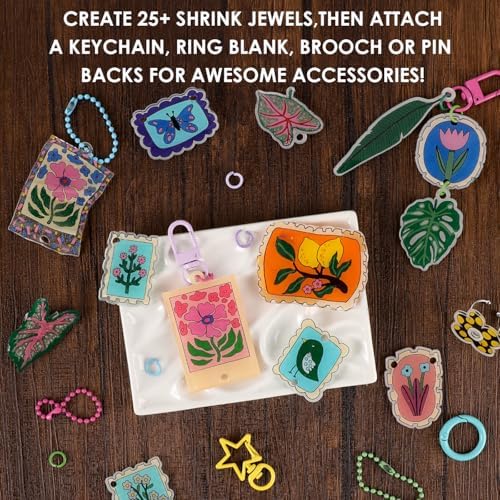 Grabie Shrink Art Craft Kit of 25+ Shapes, Markers & Charms, Bloom Post - Image 6