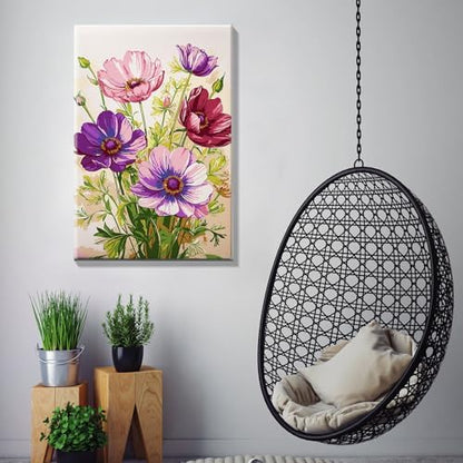 JOOZ Paint by Numbers Kit for Adults with Frame, Flowers, 8x12 Inch - Image 5