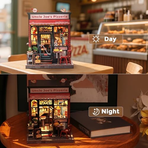 CUTEBEE Book Nook Kit, DIY Miniature Dollhouse Kit, Pizza Shop Booknook - Image 3