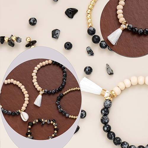 Xylise Jewelry Making Supplies Kit Natural Stone Beads for Irregular Natural Stone with for DIY Craft Bracelet Necklace Earrings for Adults (Black White) - Image 5