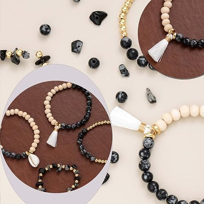 Xylise Jewelry Making Supplies Kit Natural Stone Beads for Irregular Natural Stone with for DIY Craft Bracelet Necklace Earrings for Adults (Black White) - Image 5