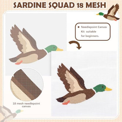 XunYee 28 Pcs Flying Mallard Needlepoint Kit for Beginners Adults Starters - Image 3