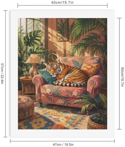 Bozfoxa Paint by Numbers Kit for Adults Beginner Tropical Tiger Sofa - Image 3