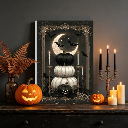 NAIMOER Halloween Night Paint by Numbers Kits for Adults Beginner with Wooden Framed, Pumpkins Color by Numbers on Canvas Painting Kits for Adults, Easy Paint DIY Acrylic for Home Wall Decor 8X12 Inch - Image 2