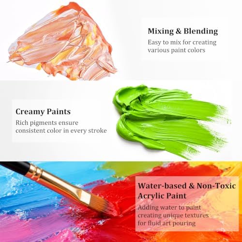 Caliart 52 Colors Acrylic Paint Set with Painting Brushes - Image 5