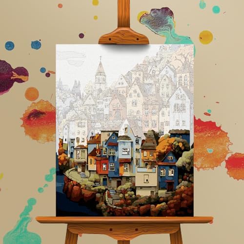Paint by Numbers Kit for Adults Beginner, Colorful Village, 16x20 Inch - Image 4