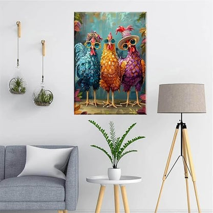 Hestarcul Framed Paint by Numbers Kit for Adults,Painting by Numbers Kits with Framed on Canva for Beginner,DIY Watercolor Oil Painting Frame for Birthday Gift Decor for Home Wall. (chicken1) - Image 5