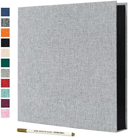 Spbapr Large Photo Album Self Adhesive Linen Cover Magnetic Scrapbook Album DIY Scrap Book 60 Black Sticky Pages for 3x5 4x6 5x7 8x10 Pictures with A Metal Pen by Spbapr