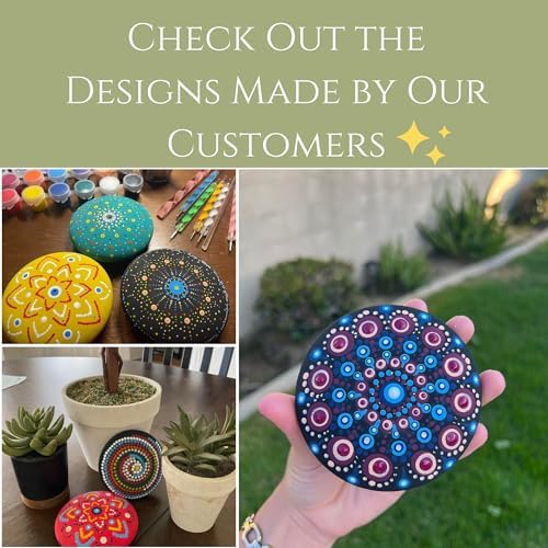 Moon Garden Mandala Rock Painting Kit - Mandala Dotting Tools Kit - Large Wooden Rocks for Painting, Stencils, Acrylic Paints, Dotting Tools for Rocks - Dot Art Kit for Adults & Kids (Pack of 2) - Image 4
