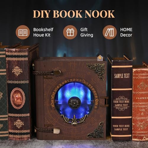 MiniCity DIY Book Nook Kit, 3D Wooden Bookend Bookshelf Insert Decor with LED Light, 278 Pcs Craft Kit for Teens & Adults (Circle of Magic) - Image 6