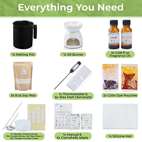 YNATRY All-in-One DIY Soy Candle Kit for Beginners – Natural Soy Wax, Fragrance Oils, Cotton Wicks, Dye Chips, and Tools – Create Candles and Wax Melts - Image 2