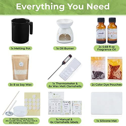 YNATRY All-in-One DIY Soy Candle Kit for Beginners – Natural Soy Wax, Fragrance Oils, Cotton Wicks, Dye Chips, and Tools – Create Candles and Wax Melts - Image 2