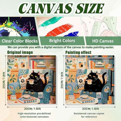 ICYANART Paint by Numbers for Adults Framed, Cat Number Painting 8x12In - Image 3