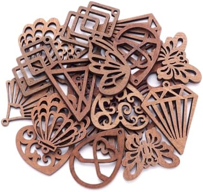 Elecrelive Walnut Wood Dangle Earring Making Kit 20Pcs Filigree Cutouts Wood Charms for DIY Bohemian Jewelry Craft Making - Image 7