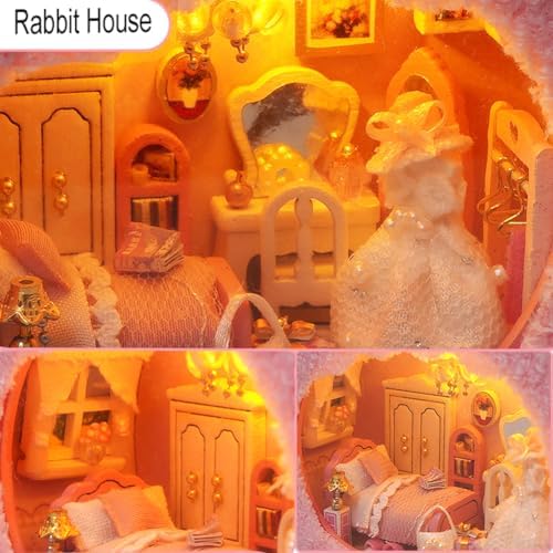DIY Miniature House Kit, Cute Animal Style Wood Dolls House Model With LED Light - Creativity Gift for Women and Adults - Image 2