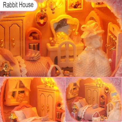 DIY Miniature House Kit, Cute Animal Style Wood Dolls House Model With LED Light - Creativity Gift for Women and Adults - Image 2