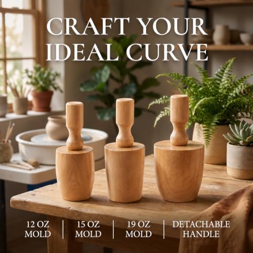 Pottery Molds for Handbuilding, 3 Sizes Ceramic Molds for Clay Mugs, 19oz/15oz/11oz Cup Forms with Ceramic Tools for Pottery, Sponge Scraper Rib Clay Knife, Beginner DIY Kit - Image 5