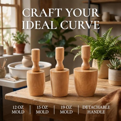 Pottery Molds for Handbuilding, 3 Sizes Ceramic Molds for Clay Mugs, 19oz/15oz/11oz Cup Forms with Ceramic Tools for Pottery, Sponge Scraper Rib Clay Knife, Beginner DIY Kit - Image 5