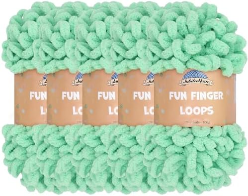JubileeYarn Fun Finger Loops Yarn - Peppermint - 5 Skeins by BambooMN
