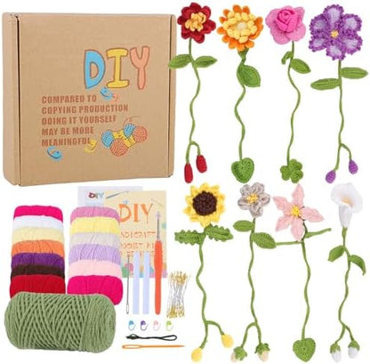 WSICSE 8-Pc Crochet Flower Bookmark Kit, Handmade Floral DIY Set by WSICSE