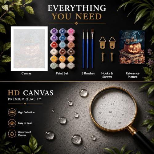 HITO Halloween Paint by Numbers Kit for Adults Pumpkin 16x20 Inch Frameless - Image 3