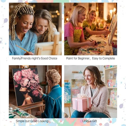 6 Pack Fashion Woman Paint by Numbers Kit for Adults Beginners 8x12 Inch, Abstract Flower Girl Paint by Number Kits on Canvas Without Frame, DIY Acrylic Painting by Numbers for Home Wall Decor Gift - Image 6