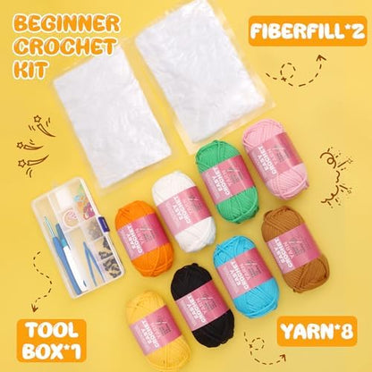 YARNOVA Crochet kit for Beginners, Includes Crochet Hooks, Crochet Accessories, Yarn for Crocheting, Needles. You can DlY Positive Potato and Crochet Animals.Also as a Gifts for Women or man. - Image 2
